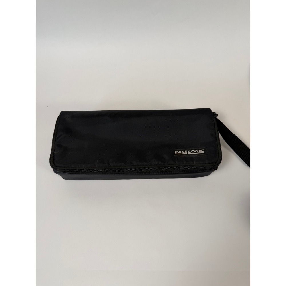 Vintage Logic Cassette Tape Storage Case – 15 Capacity Black Nylon Organizer